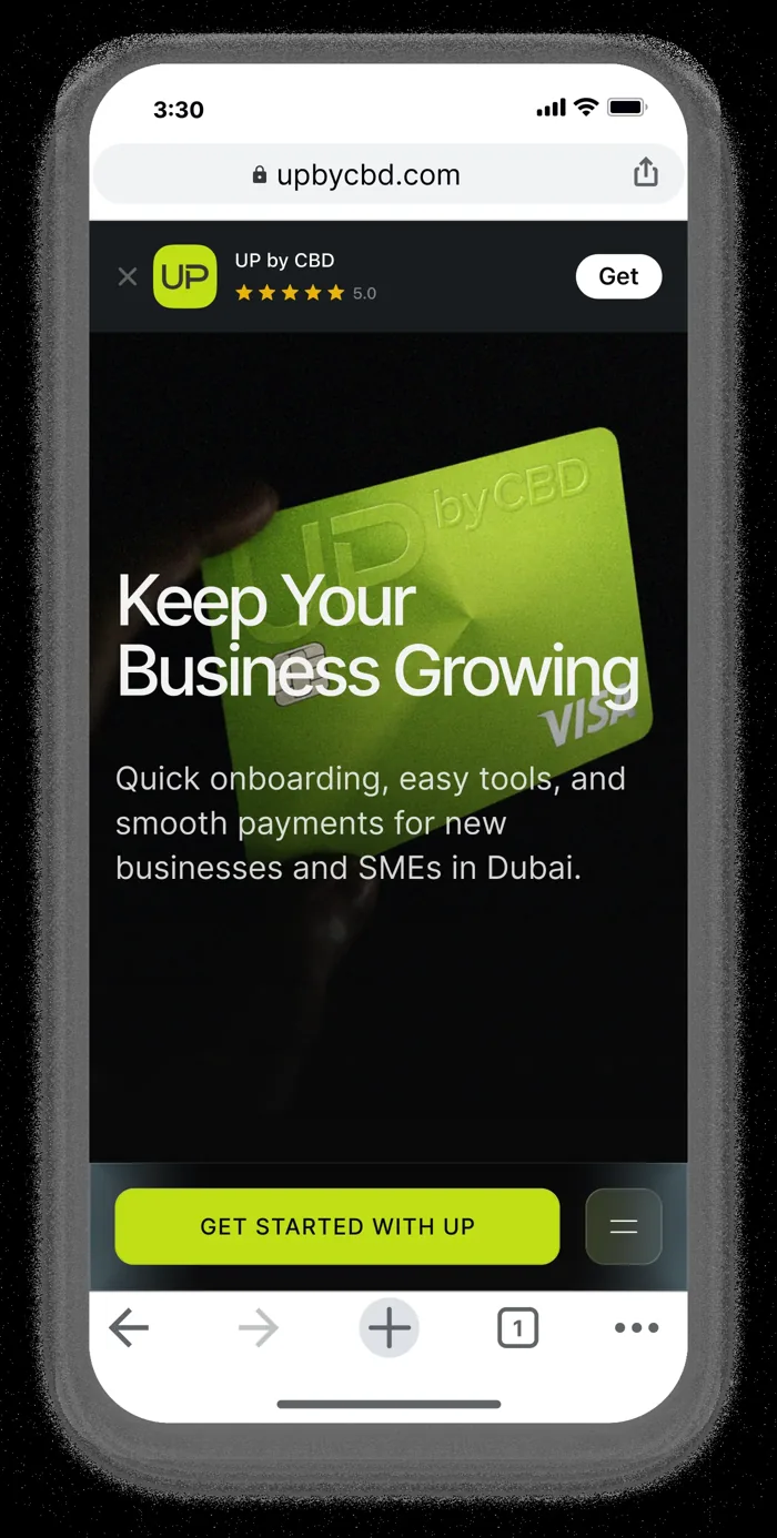 UP by CBD (Commercial Bank of Dubai) — interface detail